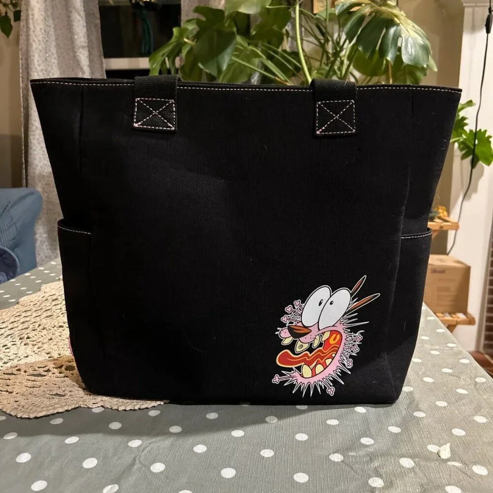 Courage The Cowardly Dog Tote Bag featuring accented charm and Grommets *NWT* - Picture 3 of 4